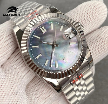 Reloj Automático de Buceo NH35A – 200M, Esfera Nácar Negra/Blanca, Luminiscente Verde, Cristal de Zafiro, 36/39mm, Acero Inoxidable ⭐4.7 (192 Opiniones)