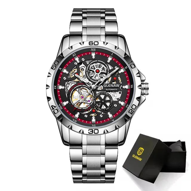 Reloj Automático Steampunk Skeleton para Hombre – 43mm, Esqueleto Mecánico, Luminiscente, Acero Inoxidable, 3ATM ⭐4.5 (154 Opiniones)