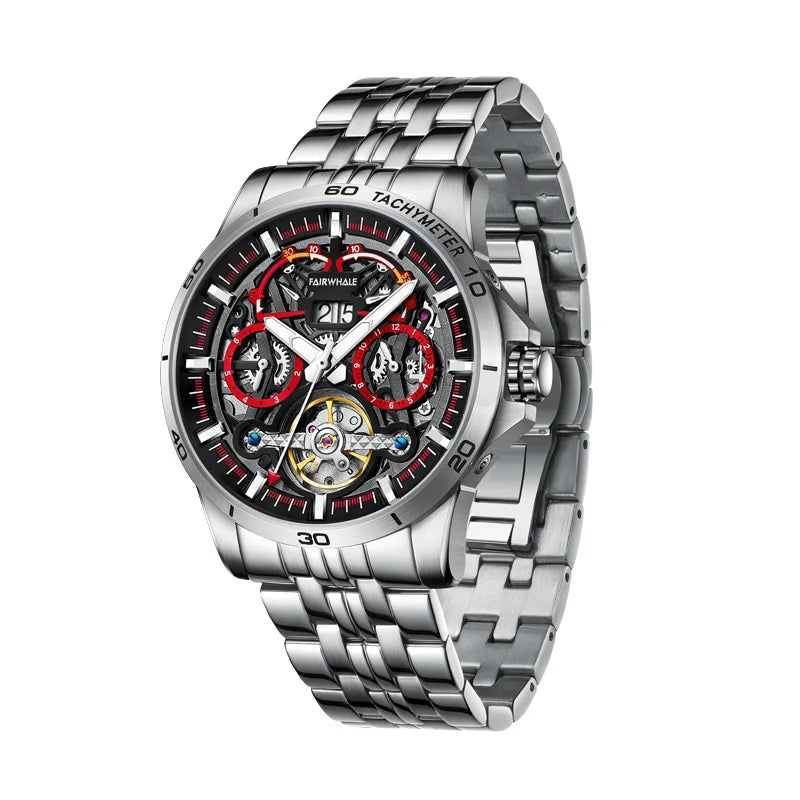 Reloj Automático Hombre – Mecánico Esqueleto, Tourbillon Decorativo, Acero Inoxidable, Calendario Completo, Impermeable 3ATM ⭐4.7 (148 Opiniones)