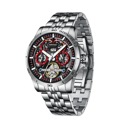 Reloj Automático Hombre – Mecánico Esqueleto, Tourbillon Decorativo, Acero Inoxidable, Calendario Completo, Impermeable 3ATM ⭐4.7 (148 Opiniones)