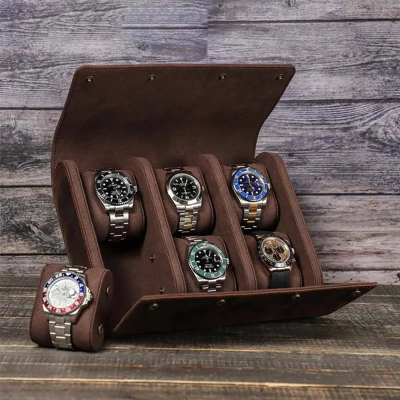 Caja Organizadora de Relojes en Cuero Genuino para 6 Piezas – Estuche con Diseño Elegante. ⭐4.9 (16 Opiniones)