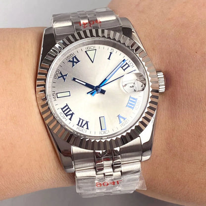 Reloj Automático de Buceo, 36mm/39mm, Esfera Sunburst Plata/Azul/Gris, Números Romanos, NH35A, Cristal Zafiro, 200M ⭐4.7 (165 Opiniones)