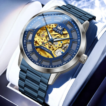 Reloj Automático Hombre 43,5mm – Esqueleto Transparente, Mecánico, Acero Inoxidable Negro, Manecillas Luminiscentes ⭐4.8 (165 Opiniones)