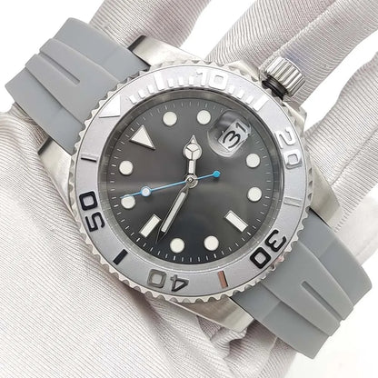 Reloj Automático 41mm – NH35 Japonés, Esfera Gris, Cristal de Zafiro, Correa de Caucho
