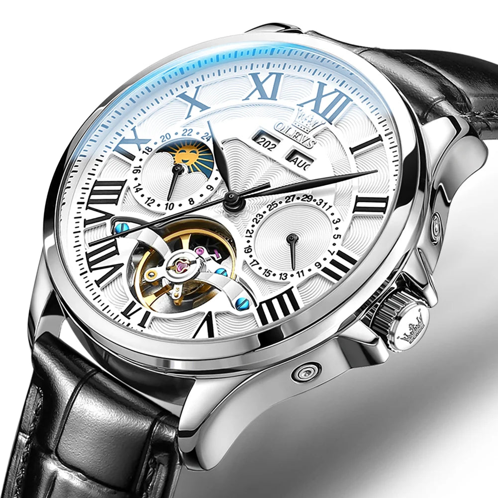 Reloj Automático Hombre 41mm – Multifunción Mecánico, Esqueleto, Tourbillon, Calendario Completo, Fase Lunar ⭐4.9 (178 Opiniones)