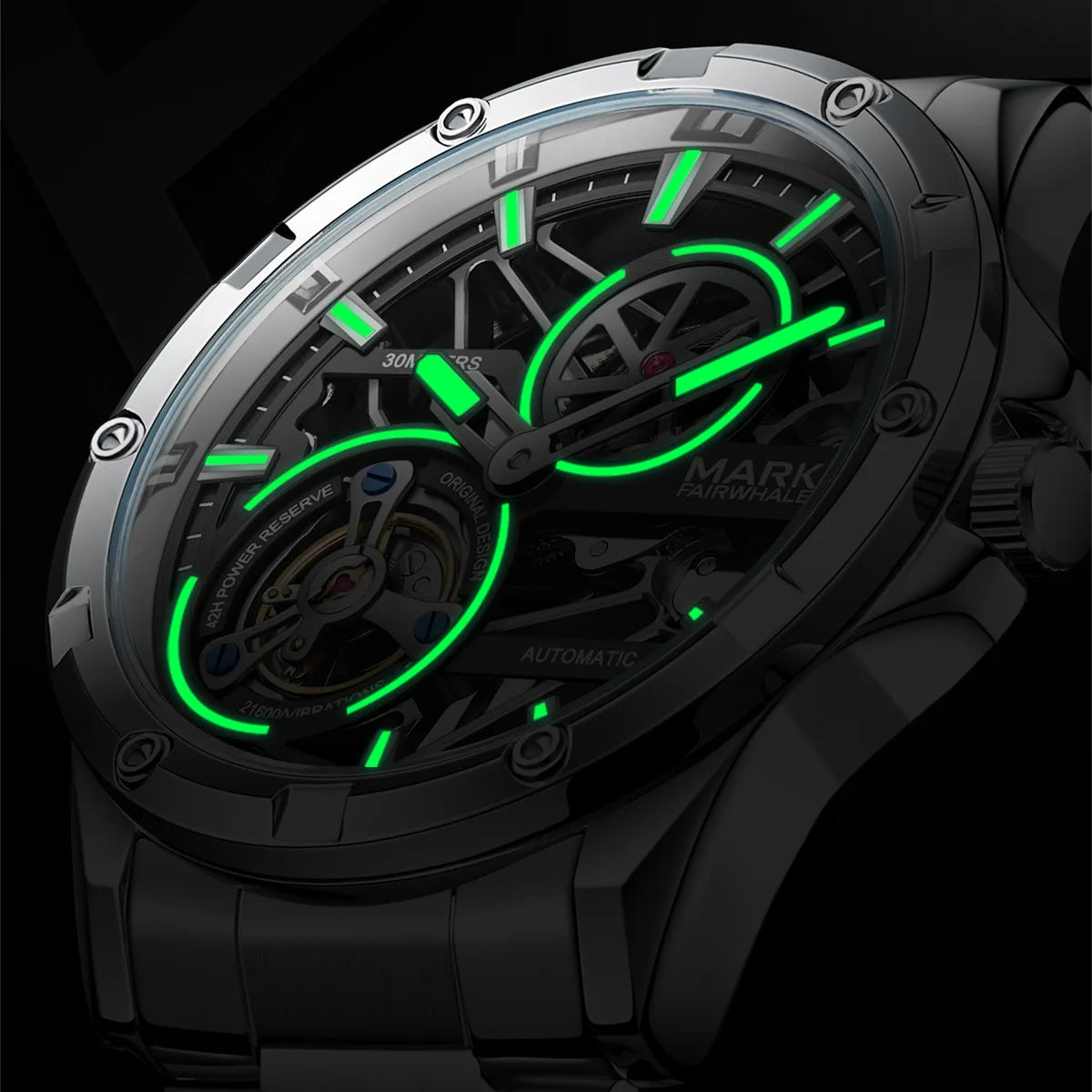 Reloj Automático Hombre 44mm – Esqueleto Mecánico, Tourbillon Decorativo, Acero Inoxidable, Impermeable 3ATM ⭐4.7 (138 Opiniones)