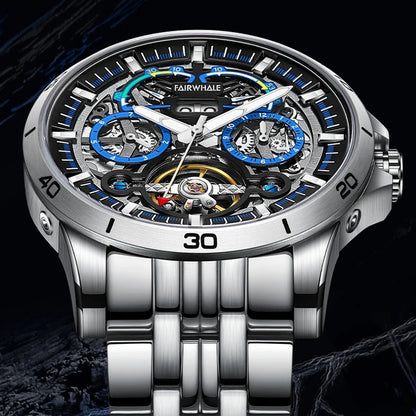 Reloj Automático Hombre – Mecánico Esqueleto, Tourbillon Decorativo, Acero Inoxidable, Calendario Completo, Impermeable 3ATM ⭐4.7 (148 Opiniones)