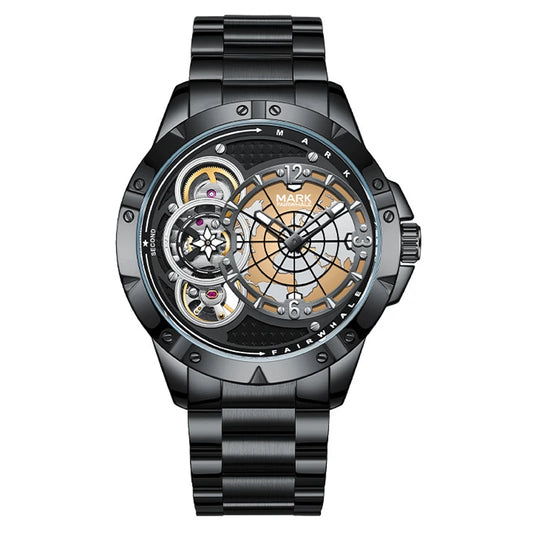 Reloj Automático Hombre 46mm – Mecánico Esqueleto, Luminiscente, Acero Inoxidable, Resistente al Agua, Estilo Deportivo y Casual